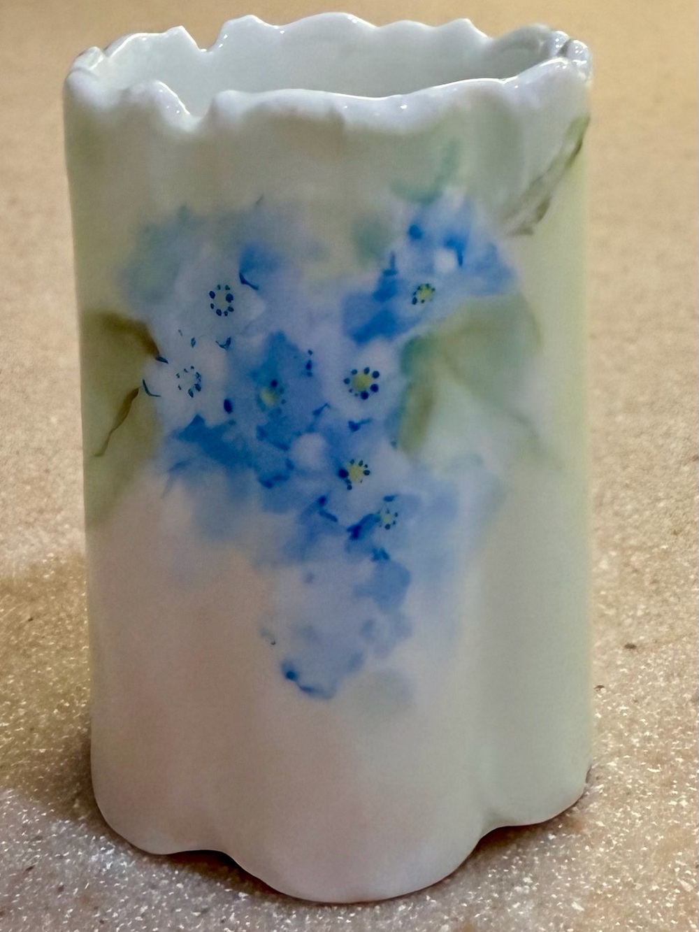 Antique Porcelain Toothpick Holder Floral Blue Green Rosenthal Bavaria Germany